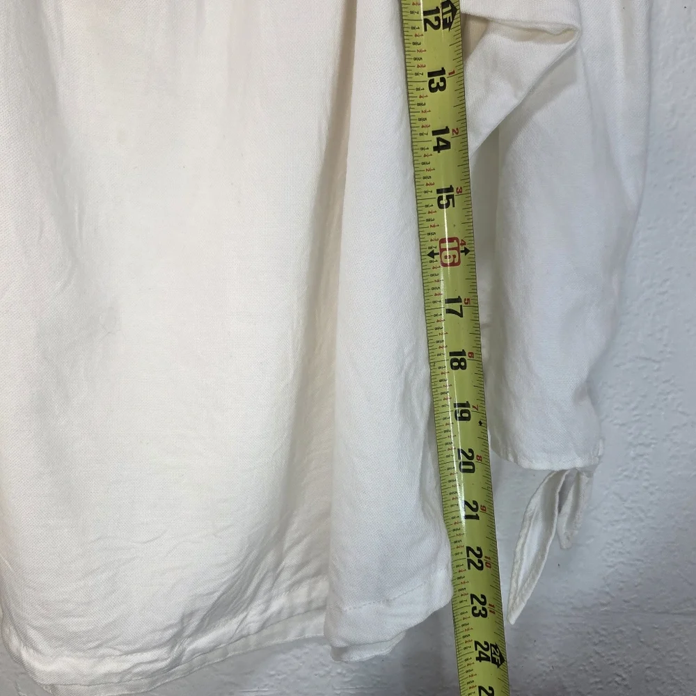 Madewell Top Blouse XS Women's Indigo Cold Shoulder 3/4 Sleeve White 100% Cotton - Picture 13 of 15